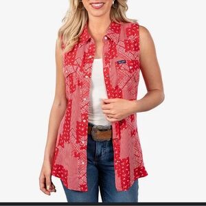 Wrangler vintage pearl snap collared tank top